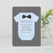 Pinstripe zwart en blauw Baby shower Kaart (Staand voorkant)