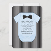 Pinstripe zwart en blauw Baby shower Kaart (Voorkant)