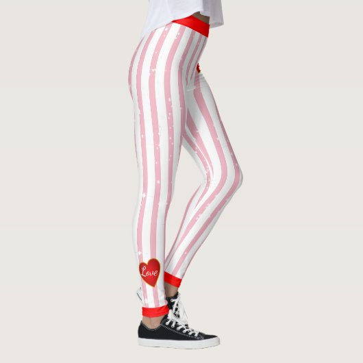 Pinstriped Teken Jouw naam Hart (aangepast.) Roze Leggings (Rechts)
