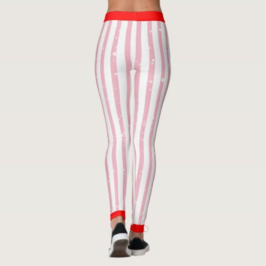 Pinstriped Teken Jouw naam Hart (aangepast.) Roze Leggings (Achterkant)