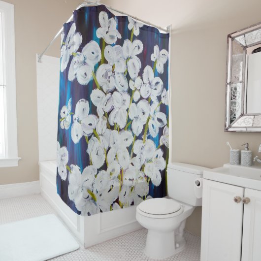 Pinstripes Abstract Orchidee Douchegordijn (In situ)