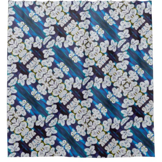 Pinstripes Abstract Orchidee Pattern Douchegordijn (Voorkant)