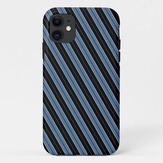 Pinstripes blauw zwart wit diagonale strepen Case-Mate iPhone case (Achterkant)