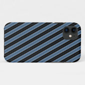 Pinstripes blauw zwart wit diagonale strepen Case-Mate iPhone case (Achterkant (horizontaal))