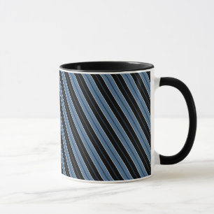 Pinstripes blauw zwart wit diagonale strepen mok