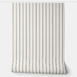 Pinstripes Blue on Ecru Seamless Pattern Behang
