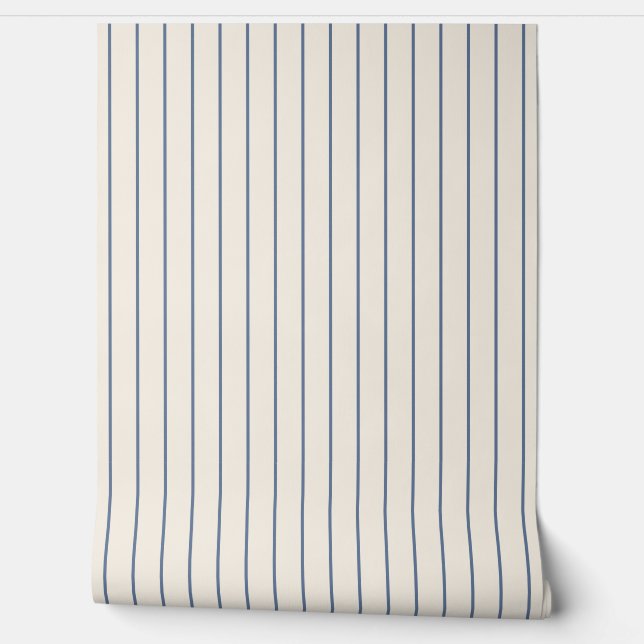 Pinstripes Blue on Ecru Seamless Pattern Behang (Afrollen)