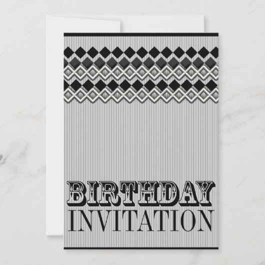 Pinstripes + Diamonds Birthday Party Invitations Kaart (Voorkant)