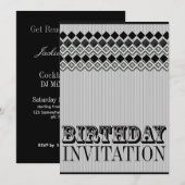 Pinstripes + Diamonds Birthday Party Invitations Kaart (Voorkant / Achterkant)