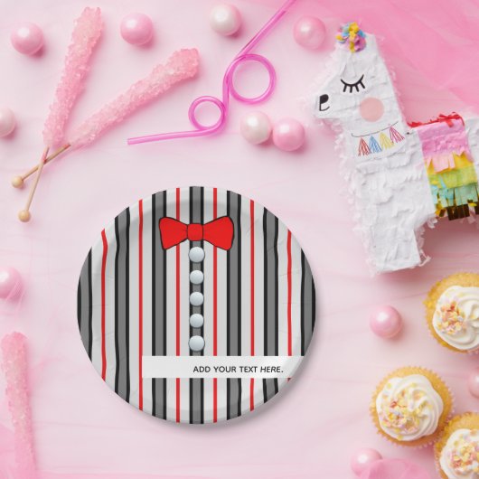 Pinstripes en een Stropdas met rode romp Papieren Bordje (Feest)