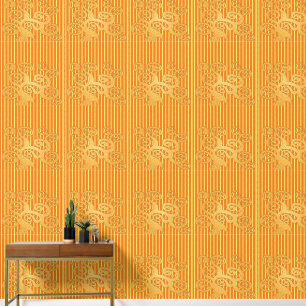 Pinstripes en gouden boom Wallpaper Behang