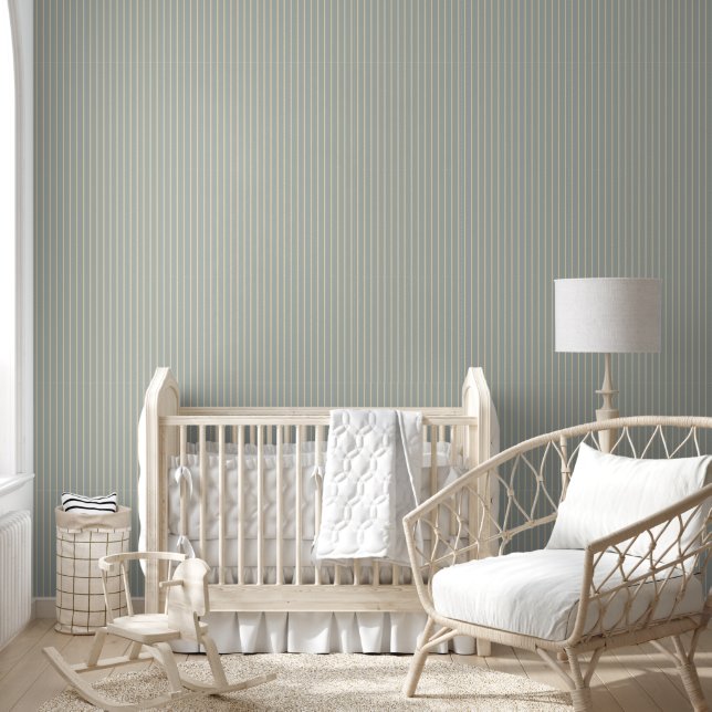 Pinstripes Grijs Blauw Farm Land Collectie Behang (Kinderen)