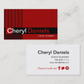 Pinstripes Monogram Initialen Event Planner red Visitekaartje (Voorkant / Achterkant)