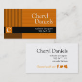 Pinstripes Monogram Initialen Web Designer pumpkin Visitekaartje (Voorkant / Achterkant)