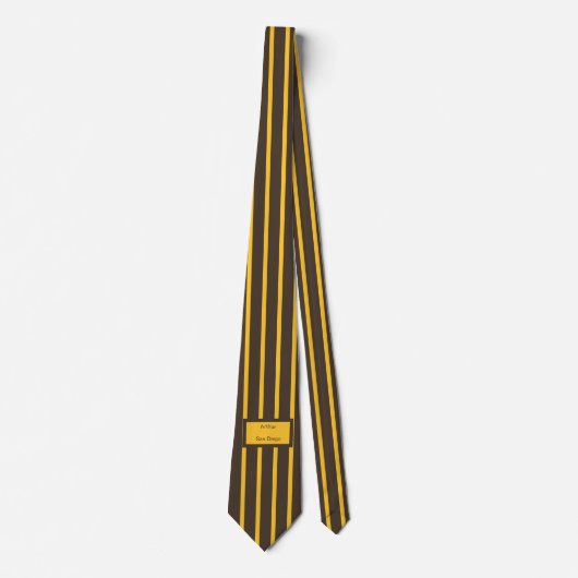 Pinstripes San Diego Brown Yellow Wide Stripes Stropdas (Voorkant)