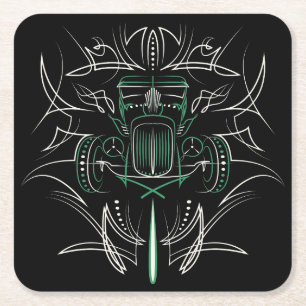 Pinstriping Hot Rod Kartonnen Onderzetters