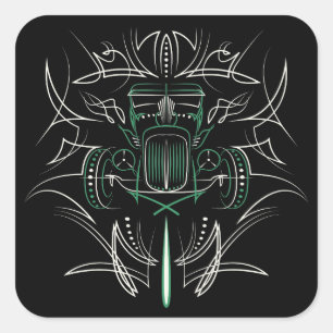Pinstriping Hot Rod Vierkante Sticker