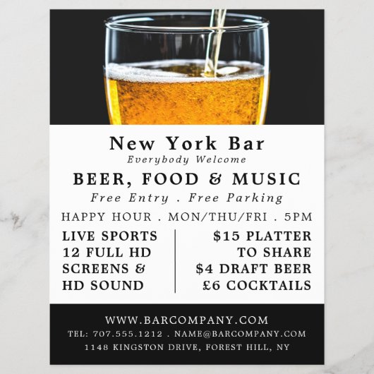 Pint Beer, Pub/Brewery Adverteren Flyer (Voorkant)