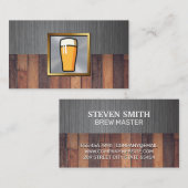 Pint Bier | Metalen en Houten Achtergrond Visitekaartje (Voorkant / Achterkant)