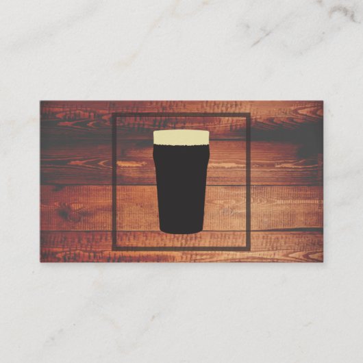 Pint Bier | Rustiek Hout Visitekaartje (Voorkant)