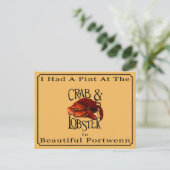 Pint bij krab en lobster briefkaart (Staand voorkant)