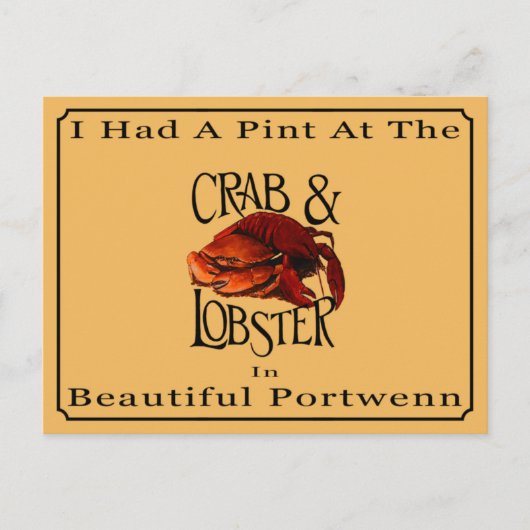 Pint bij krab en lobster briefkaart (Voorkant)