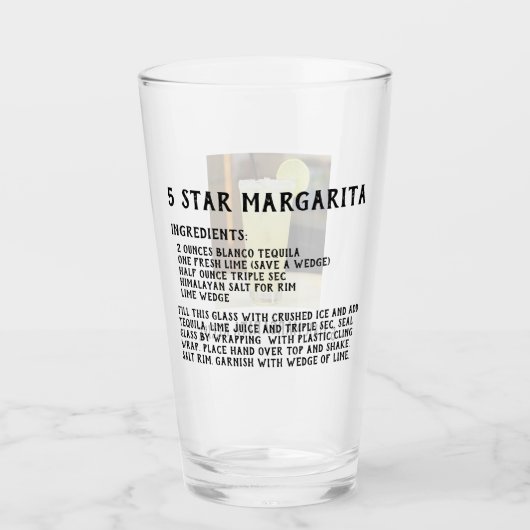 Pint glas met 5 sterren Margarita Recept (Voorkant)