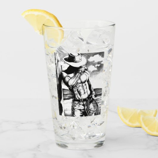 Pint Glass - Cool Fine Art Cowboy Bodybuilder Glas (Voorkant ijs)