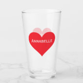 Pint Glass Cute Red Heart Name Persoonlijk Glas (Voorkant)