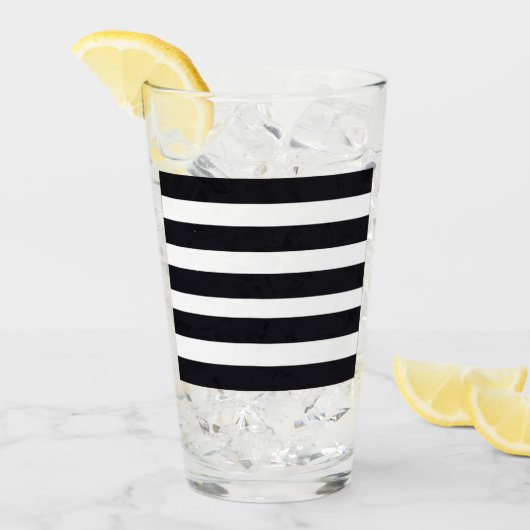 Pint Glass - Moderne chique zwart-witte strepen Glas (Voorkant ijs)
