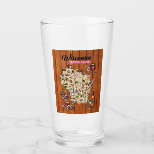 Pint Glass - Wisconsin Supper Club Map Glas