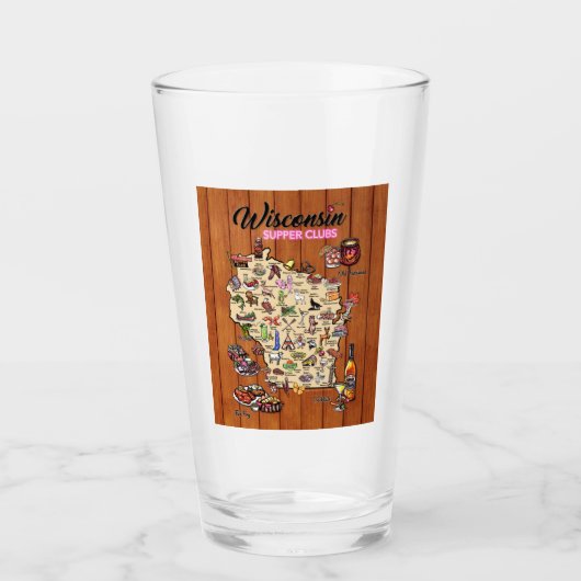 Pint Glass - Wisconsin Supper Club Map Glas (Voorkant)