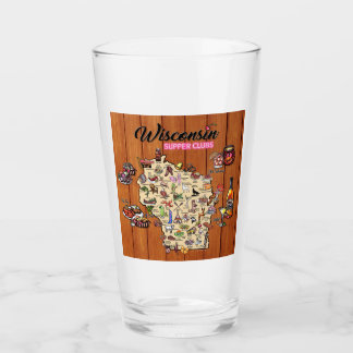 Pint Glass - Wisconsin Supper Club Map Glas