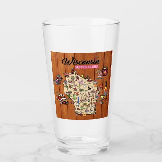 Pint Glass - Wisconsin Supper Club Map Glas (Voorkant)