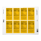 Pint Honey Jar Nutrition Facts Gold Etiket (Full Sheet)