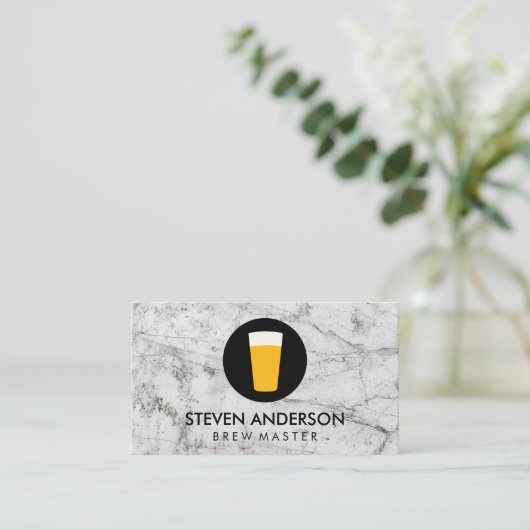 Pint van Beer Logo | Houtkorrels | Steen Visitekaartje (Staand voorkant)