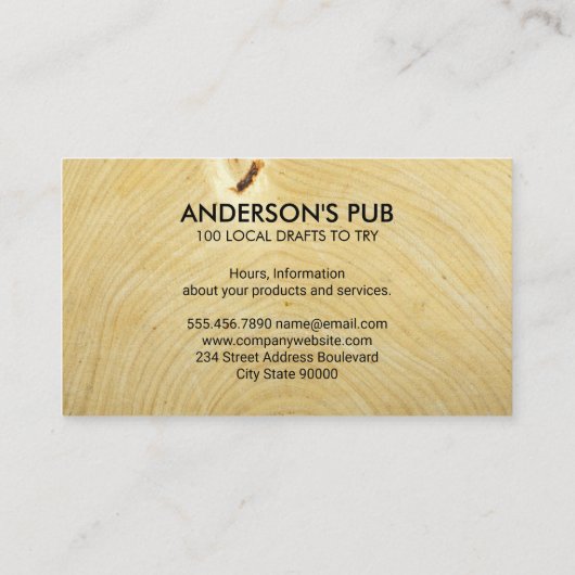 Pint van Beer Logo | Houtkorrels | Steen Visitekaartje (Achterkant)