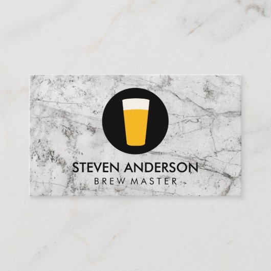 Pint van Beer Logo | Houtkorrels | Steen Visitekaartje (Voorkant)