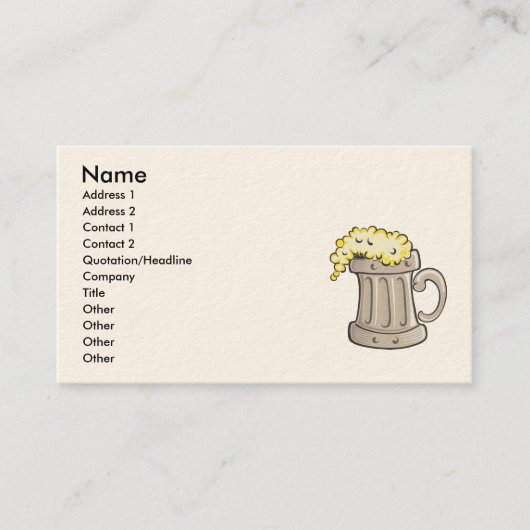 pint-van-bier-vector, Naam, Adres 1, Adres 2.. Visitekaartje (Voorkant)