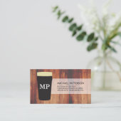 Pintglas Hout met Monogram Visitekaartje (Staand voorkant)