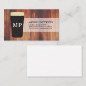 Pintglas Hout met Monogram Visitekaartje (Voorkant / Achterkant)