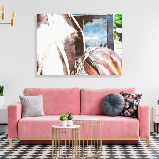 Pinto Amish Buggy Horse Canvas Afdruk (Insitu (Woonkamer))
