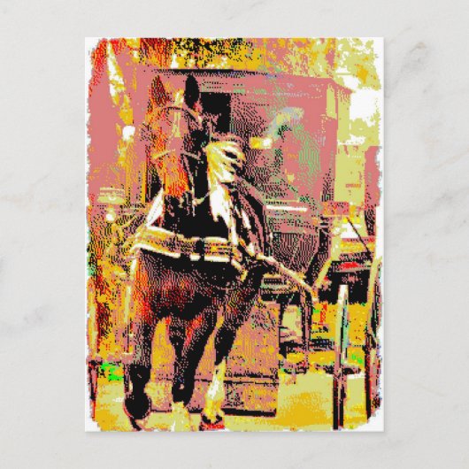 Pinto Amish Horse 8-bits Art Briefkaart (Voorkant)