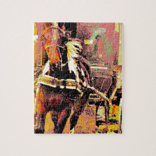 Pinto Amish Horse 8-bits Art Legpuzzel (Verticaal)