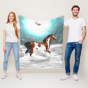 Pinto Arabian Horse Kerst Fleece Deken