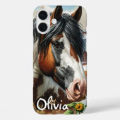 Pinto Brown en White Horse op rustiek Boerderij Case-Mate iPhone Case (Achterkant)