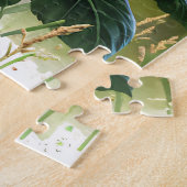 Pinto Brown en White Horse op rustiek Boerderij Legpuzzel (Zijkant)