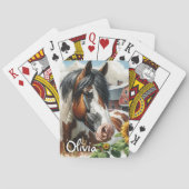 Pinto Brown en White Horse op rustiek Boerderij Pokerkaarten (Achterkant)