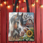 Pinto Brown en White Horse op rustiek Boerderij Tote Bag