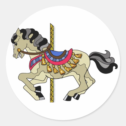 Pinto Carousel Horse Ronde Sticker (Voorkant)